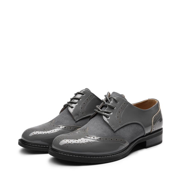 Classic Lace Up Brogue Oxford Shoes  - DARK GREY - 3